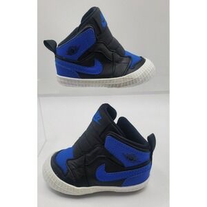 Nike Jordan 1 Crib Bootie Black Varsity Royal White Athletic Baby Shoes 3C